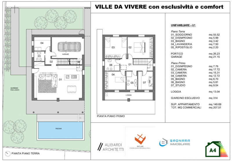 SAONARA: eleganti e confortevoli ville singole su due livelli realizzate con le più avanzate tecn...