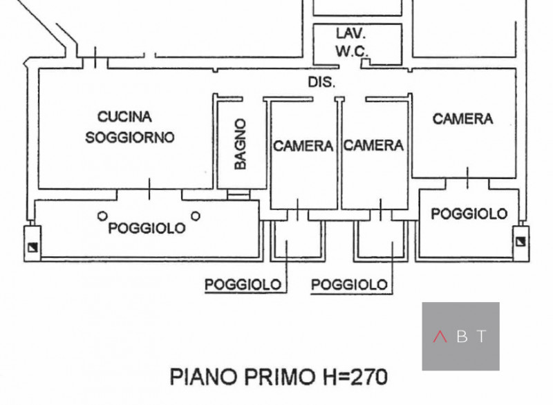 Appartamento situato al piano primo e composto di: soggiorno con angolo cottura, tre camere, due ...