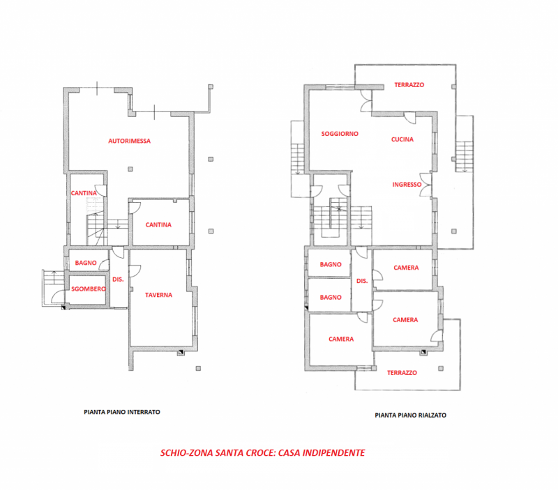 SCHIO-ZONA SANTA CROCE: CASA INDIPENDENTE CON DOPPIA AUTORIMESSA, TAVERNA E GIARDINO. DOTATA DI M...