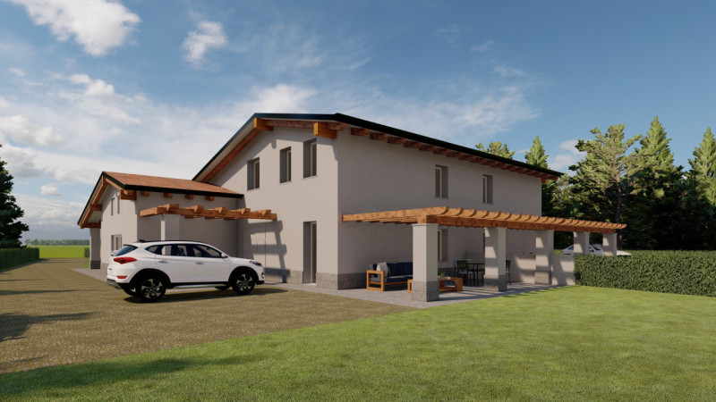 Bellissima villa bifamiliare, già in costruzione, immersa nel verde della campagna, ma a soli 1,5...