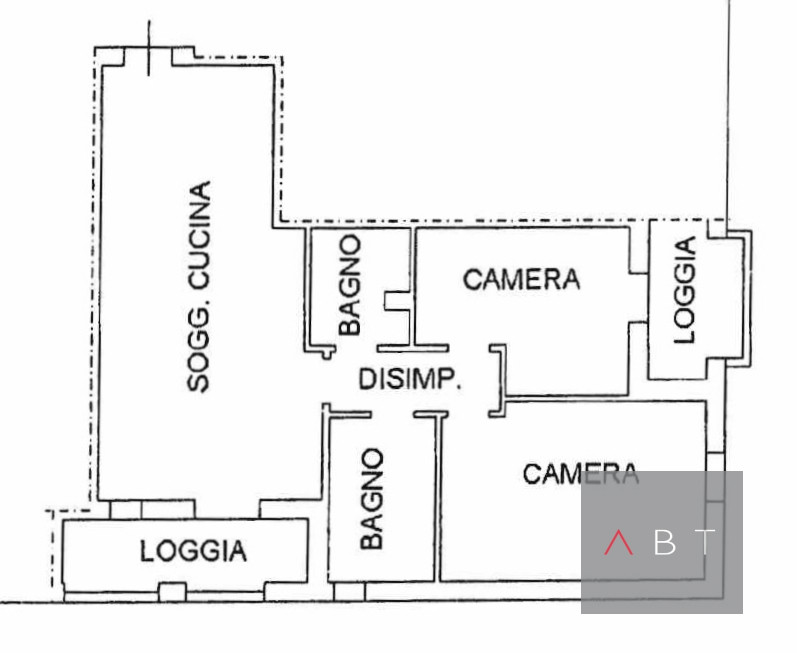 Appartamento situato al piano secondo e composto di: soggiorno con angolo cottura, due camere, du...