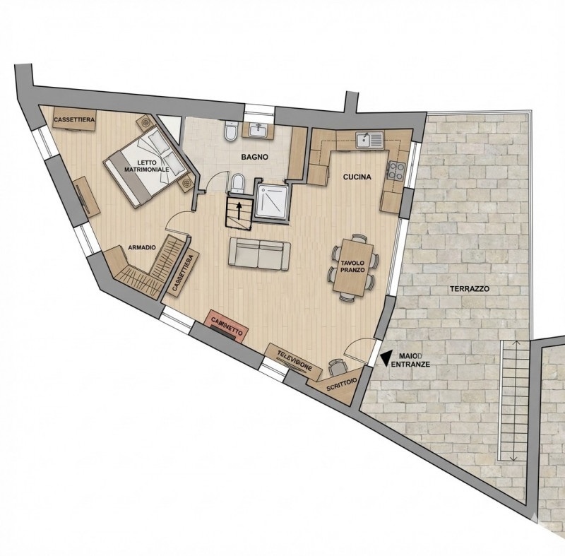 L’ingresso è indipendente, con accesso da cancello pedonale in ferro battuto e scalinata privata....