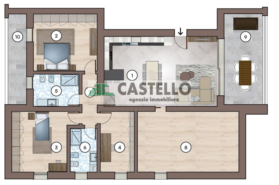 Zona San Giorgio delle Pertiche nuovi 3 camere in quadrifamiliare con giardino