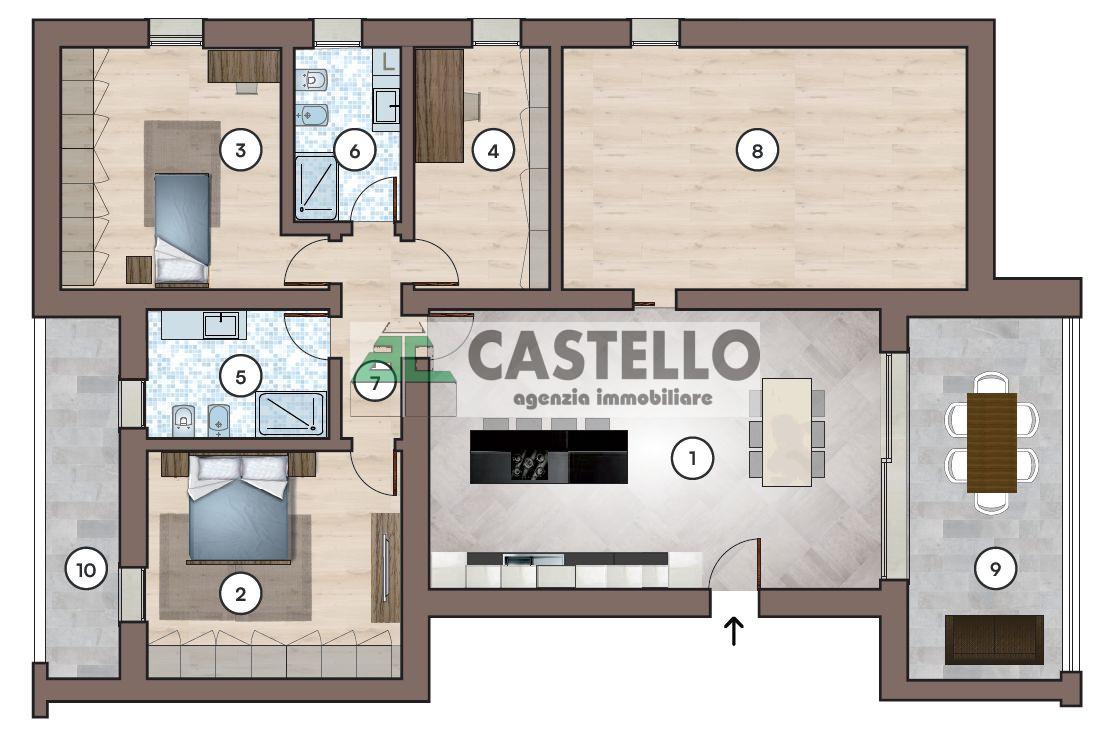 Zona San Giorgio delle Pertiche nuovi 3 camere in quadrifamiliare con giardino