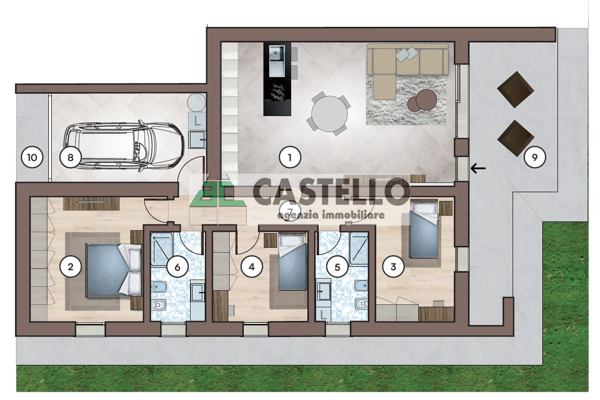 Zona San Giorgio delle Pertiche nuovi 3 camere in quadrifamiliare con terrazzo