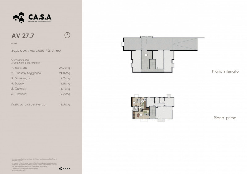 Unità 27.7 in Residenze Casa si compone da un appartamento tipologia bicamere al piano 1 un compl...
