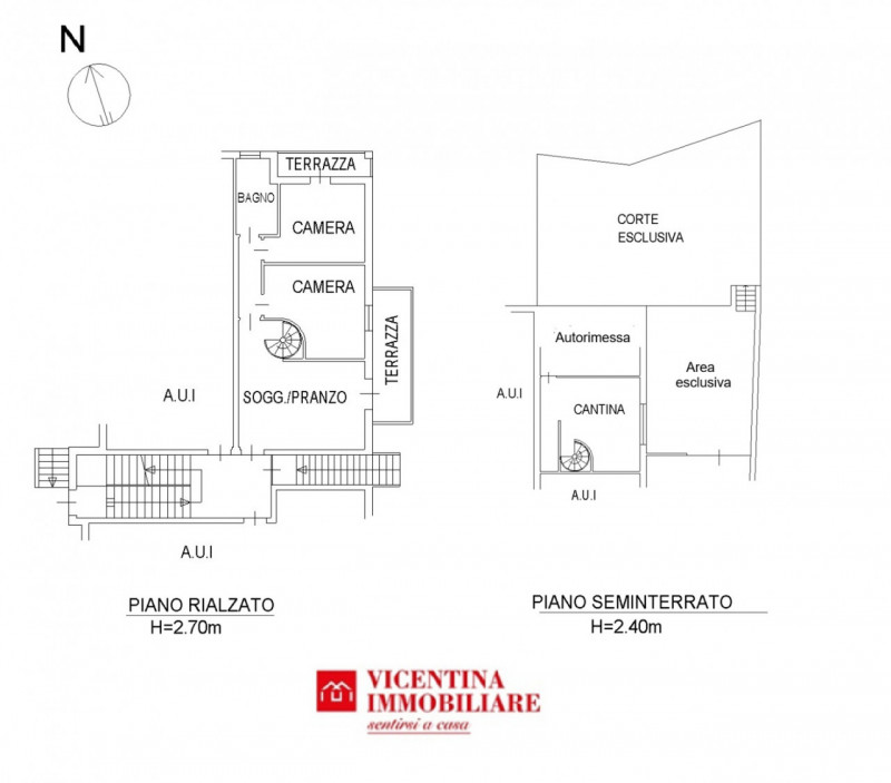 VICENZA - Polegge : Alla fine di una stradina chiusa, BICAMERE al piano primo in piccolo contesto...