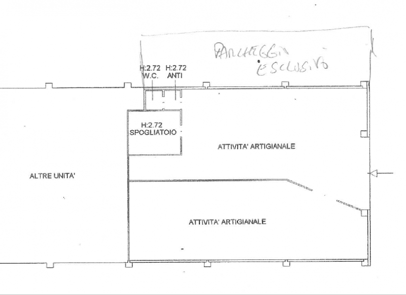 ZONA ARTIGIANALE, proponiamo in affitto magazzino di circa 230 mq., con portone industriale di 4 ...