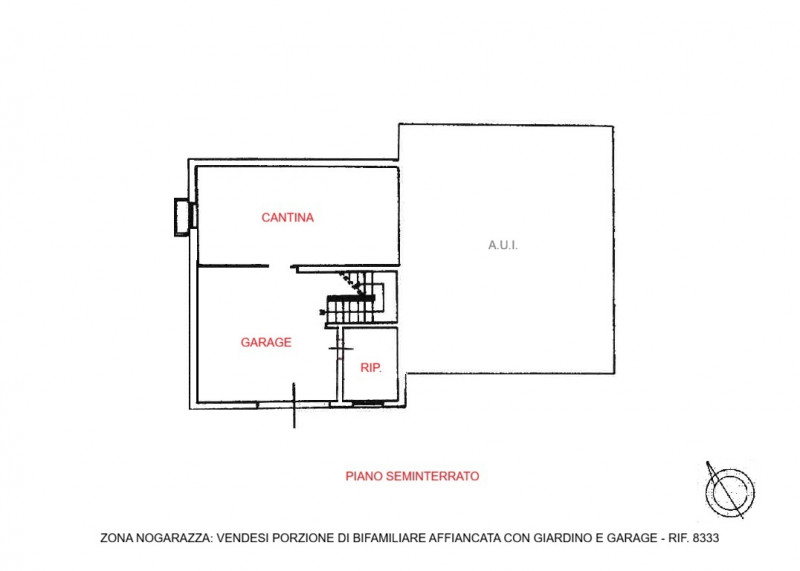 BIFAMILIARE AFFIANCATA CON 4 CAMERE, GIARDINO E GARAGE DOPPIO, IN VENDITA A EURO 395.000, ZONA NO...