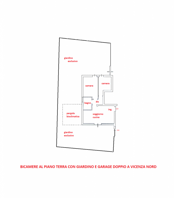 BICAMERE ARREDATO CON GIARDINO ESCLUSIVO DI CIRCA MQ. 200 E GARAGE DOPPIO. EURO 240.000. CODICE 4...