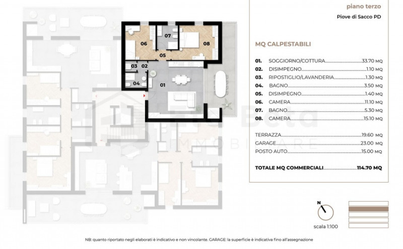 In centro paese a Piove di Sacco, proponiamo in vendita un esclusivo appartamento trilocale situa...