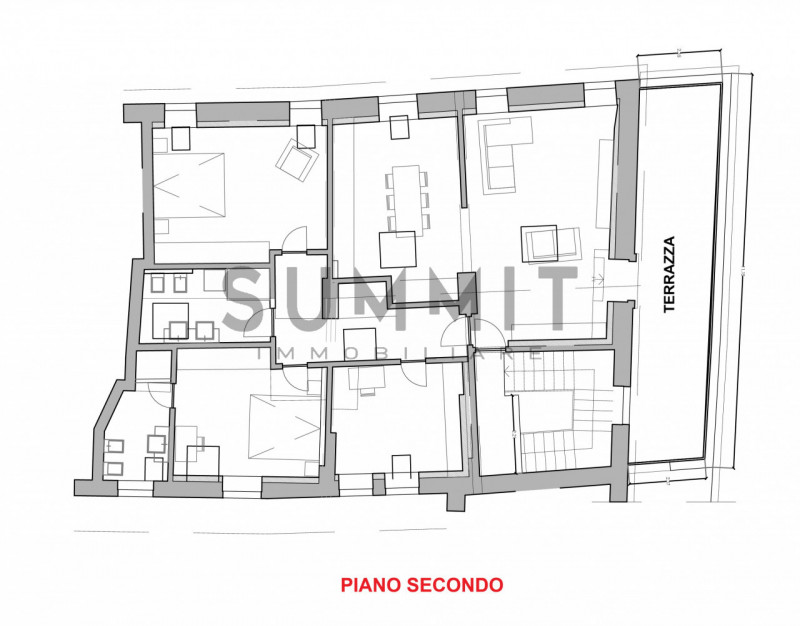 SCHIO - CENTRO: elegante ATTICO BICAMERE di ampie metrature disposto tutto su un piano in prestig...