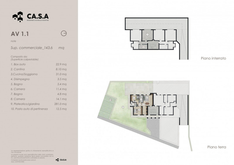 Unità 1.1 in Residenze CA.S.A. si compone da un appartamento tipologia bicamere al piano terra in...