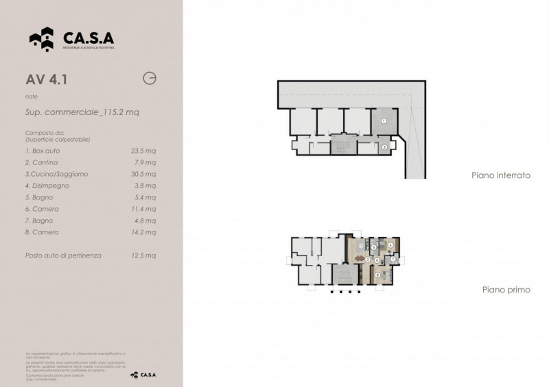 L'Unità 4.1 di Residenze CA.S.A. è un appartamento bicamere situato al primo e ultimo piano di un...