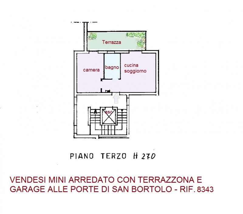 VENDESI MINI APPARTAMENTO ARREDATO, CON TERRAZZA ABITABILE E GARAGE A VICENZA - SAN BORTOLO - RIF...