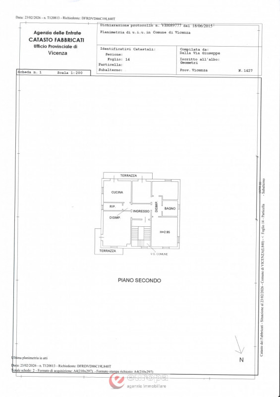 VICENZA EST, laterale interna di Viale della Pace, in una palazzina di sole 3 abitazioni sovrappo...