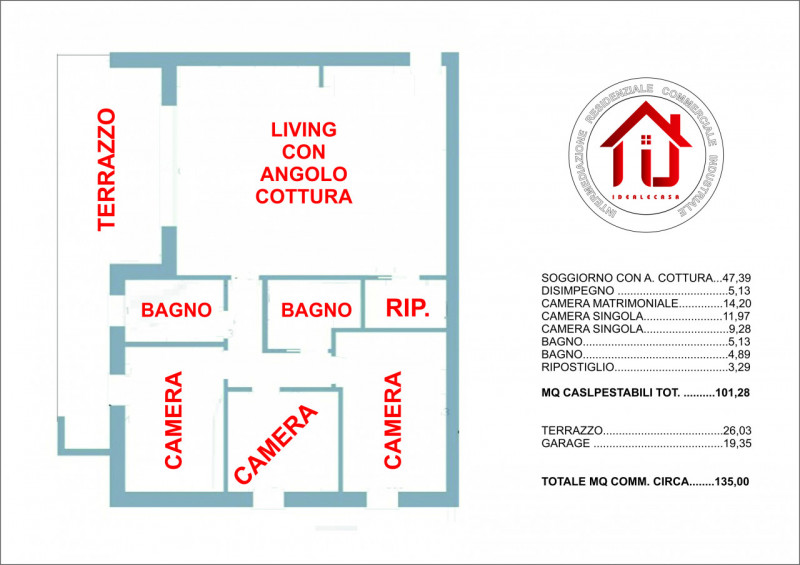 RIF: AG002 PADOVA - LIMENA Proponiamo in vendita appartamento tri-camere al primo piano con terra...