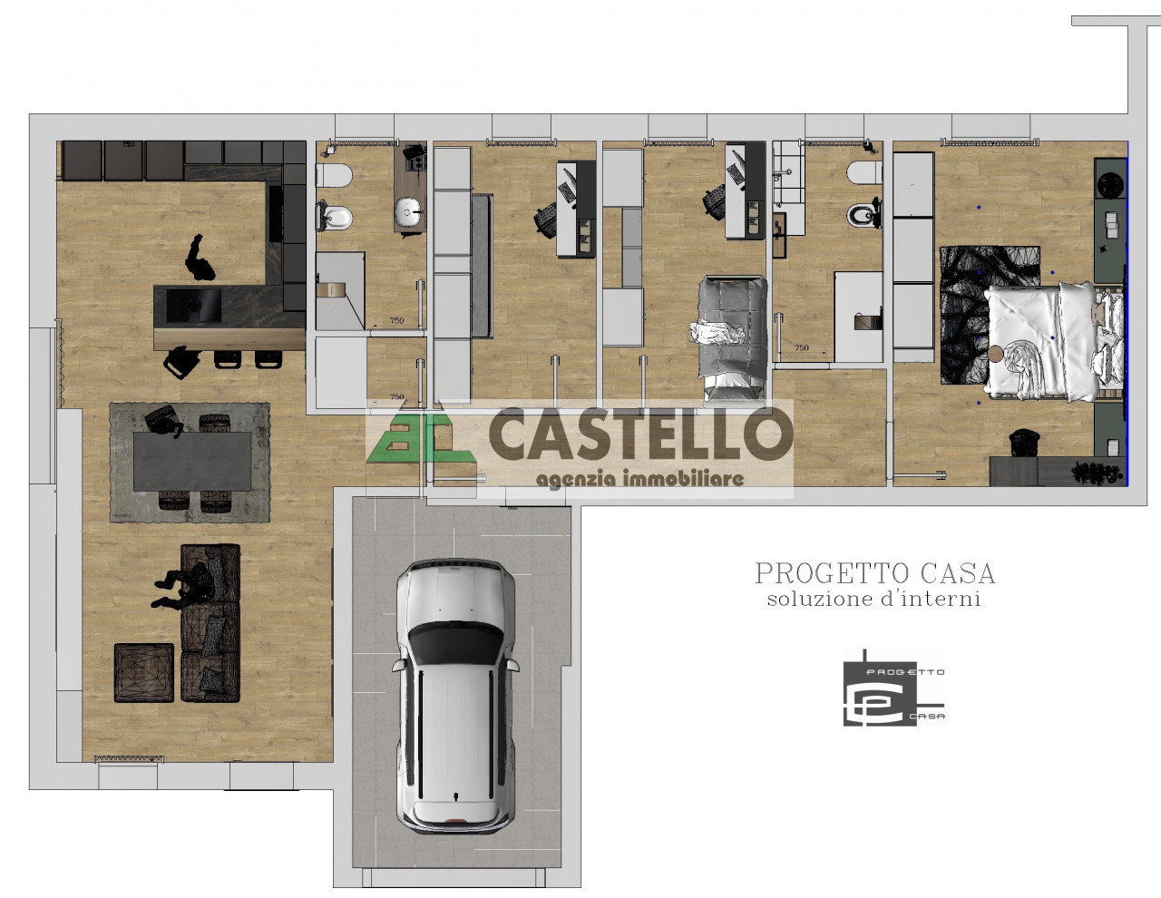 Campodarsego su esafamiliare soluzioni con 2 e 3 camere, con terrazzo o giardino