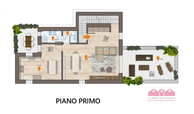 ZONA ARACELI NUOVA: PORZIONE DI BIFAMILIARE SOVRAPPOSTA, TRICAMERE BISERVIZI CON TERRAZZE ABITABI...