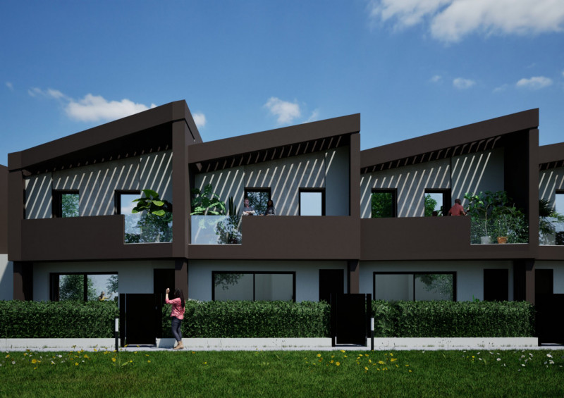 Villa a schiera fotovoltaico 6 kw zona giorno 50 mq €. 309.000 totali 140 mq calpestabili, 3 came...