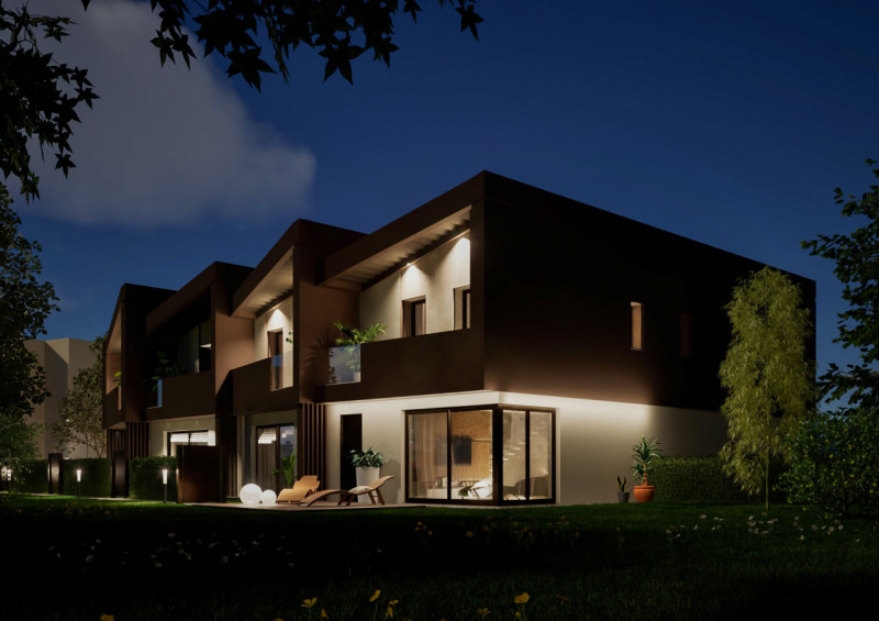 Villa a schiera fotovoltaico 6 kw zona giorno 50 mq €. 309.000 totali 140 mq calpestabili, 3 came...