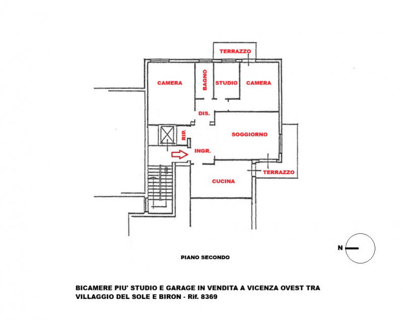 VICENZA OVEST: BICAMERE + STUDIO CON TERRAZZE E GARAGE - Rif. 8369
In fondo ad una tranquilla str...