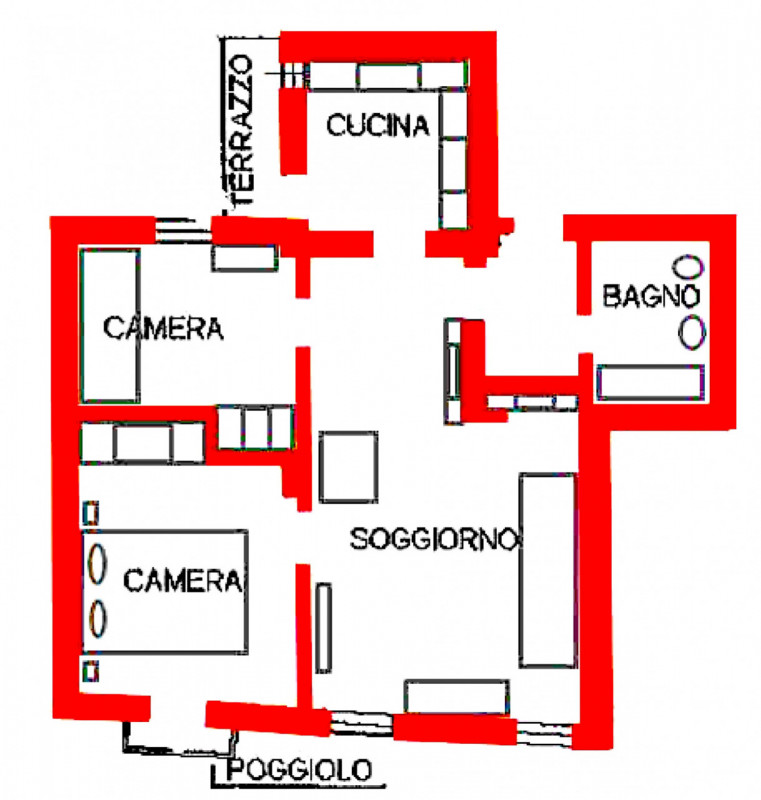 Via San Pietro. Canone 680 euro. Spese condominiali comprensive di riscaldamento, acqua calda e f...