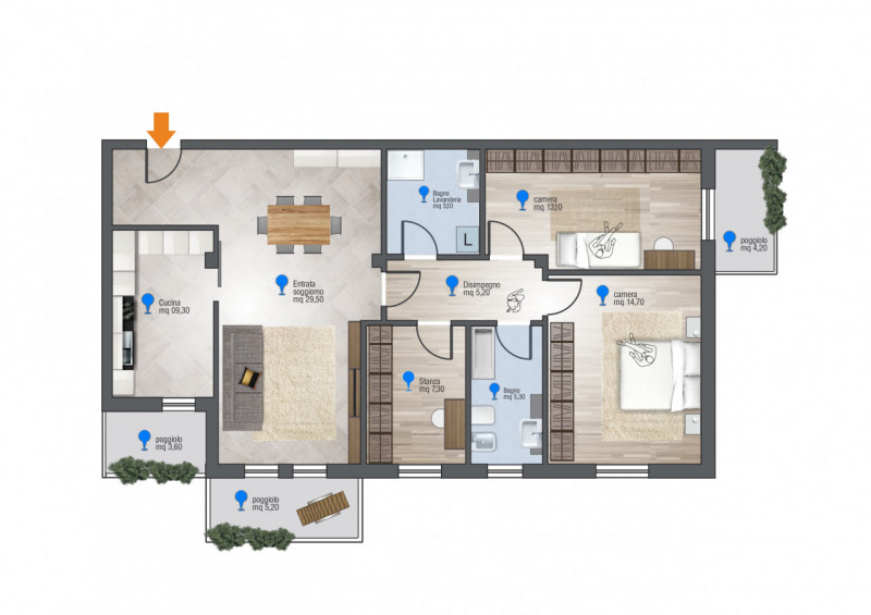 Curtarolo, appartamento TRICAMERE situato in un contesto tranquillo e signorile, al piano secondo...