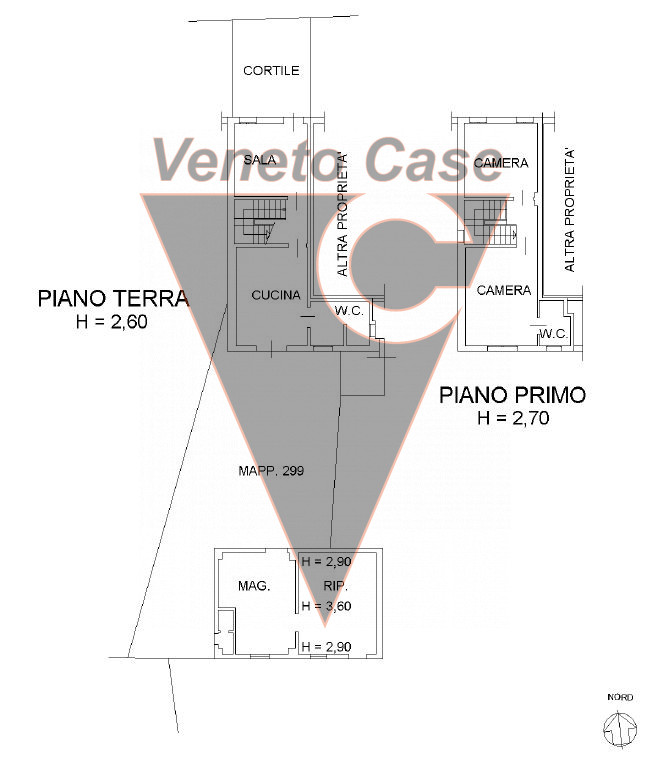 Proponiamo in centro paese porzione centrale di casa a schiera su due livelli fuori terra e parco...