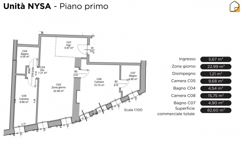 Elegante appartamento in CENTRO STORICO con 2 camere e due bagni in palazzetto completamente rist...