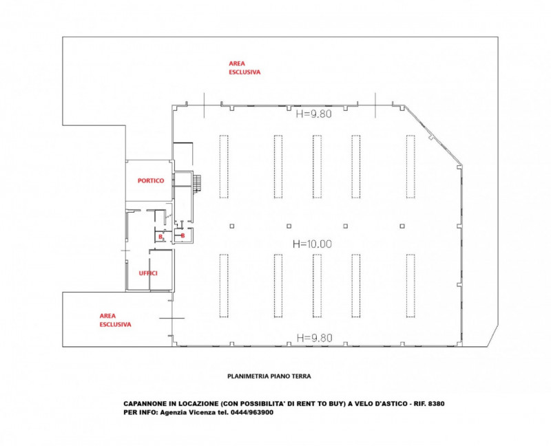 VELO D'ASTICO: CAPANNONE INDUSTRIALE DI 2000 IN AFFITTO - RIF. 8380 
AMPIA AREA DI MANOVRA - DUE ...