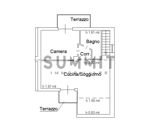 SCHIO - SS. TRINITA' : MINIAPPARTAMENTO MANSARDATO con due terrazze. Ottimo come investimento! Cl...