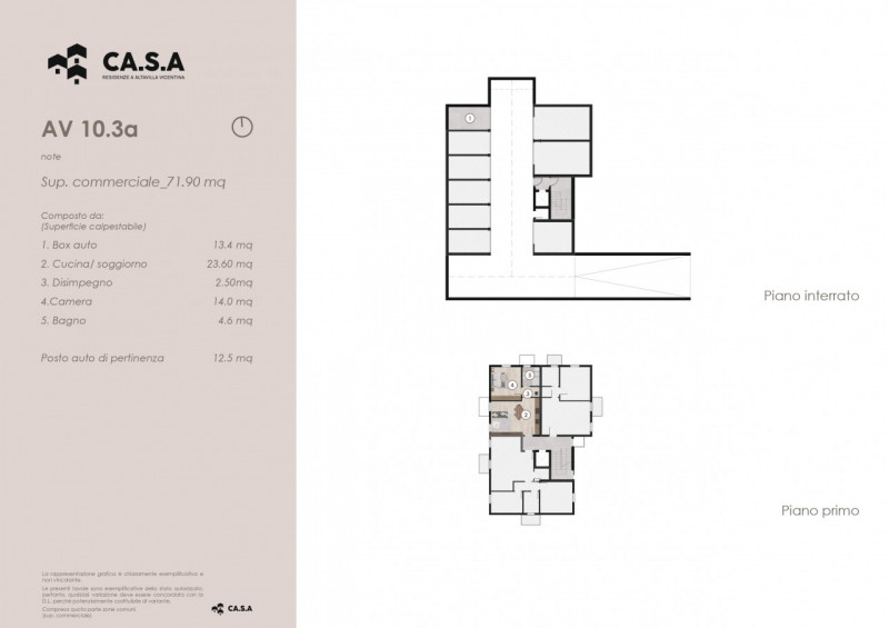 Unità 10A.3 in Residenze Casa si compone da un appartamento tipologia mini con un servizio al pri...