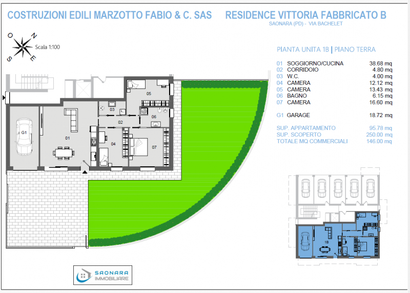 SAONARA: appartamento al piano terra con ingresso indipendente in un moderno complesso residenzia...