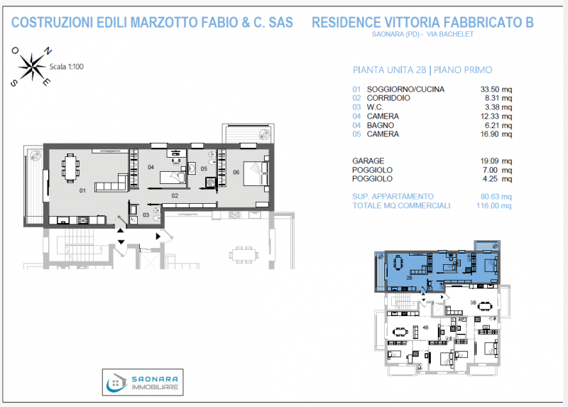 SAONARA: appartamento al piano primo in un moderno complesso residenziale in costruzione composto...