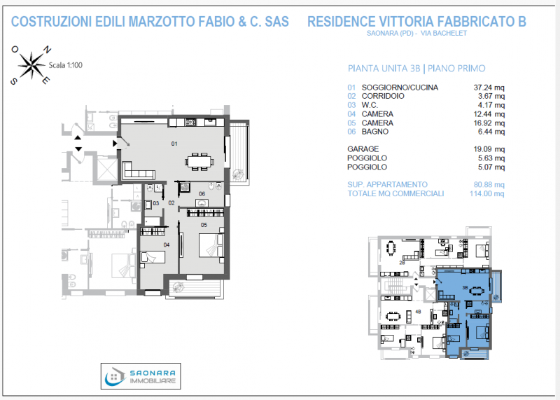 SAONARA: appartamento al piano primo in un moderno complesso residenziale in costruzione composto...