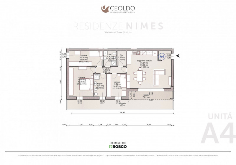 PADOVA ISOLA DI TORRE- Nuovi appartamenti 3 camere con giardino o terrazze – Classe A4

In tranqu...