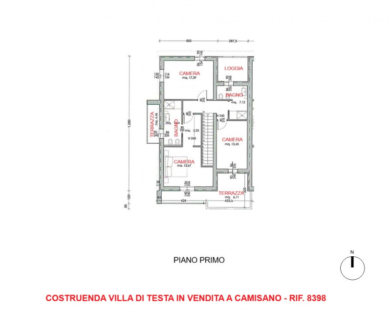 SCHIERA DI TESTA DI NUOVA COSTRUZIONE A SANTA MARIA DI CAMISANO VICENTINO - Rif. 8398
In quartier...