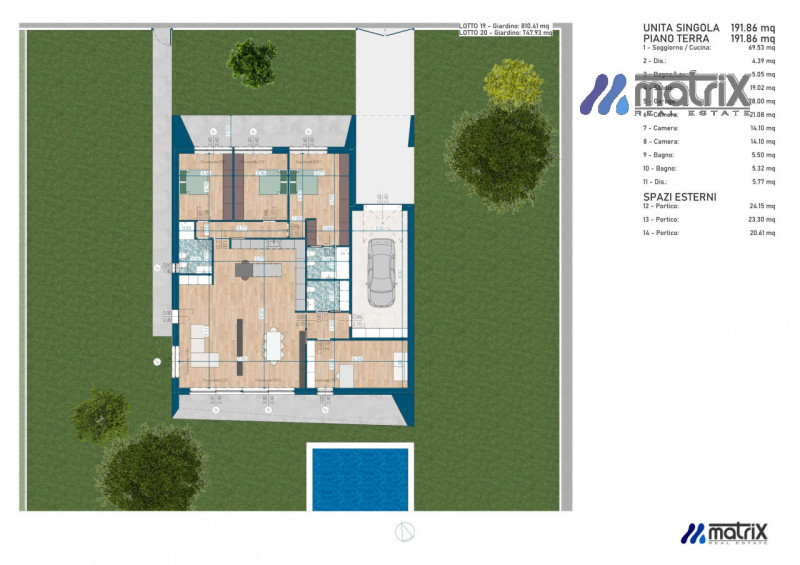 Villa su un livello  con giardino 810 mq. €. 950.000  Nuova costruzione A4
A pochi Km dal Centro ...