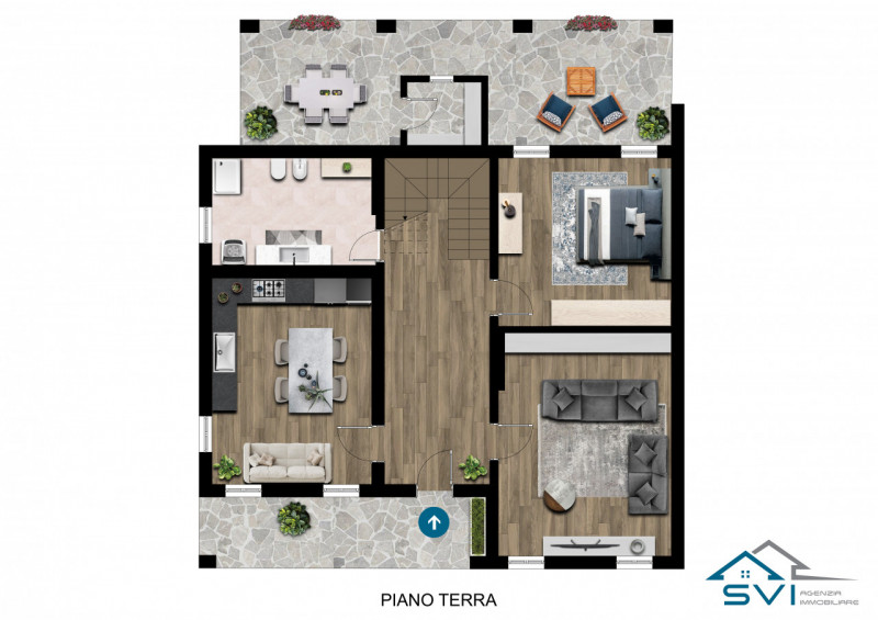 A pochi passi dal centro di Marsango, proponiamo in vendita una splendida porzione di casa bifami...