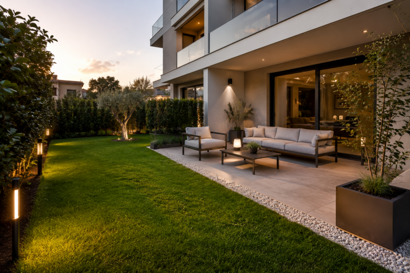 Appartamento trilocale di nuova costruzione con ampio giardino situato nel cuore di Villafranca P...