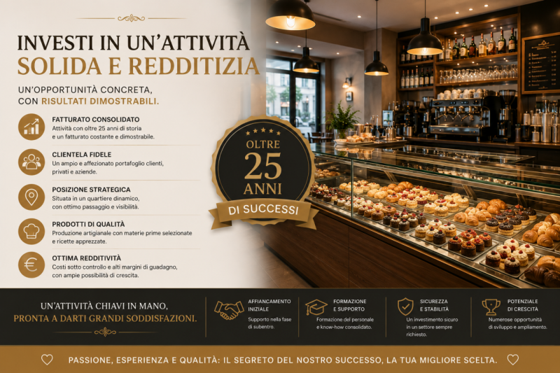 RIF: FR502 PADOVA - MONTA Proponiamo in vendita storica attività di bar-pasticceria con laborator...