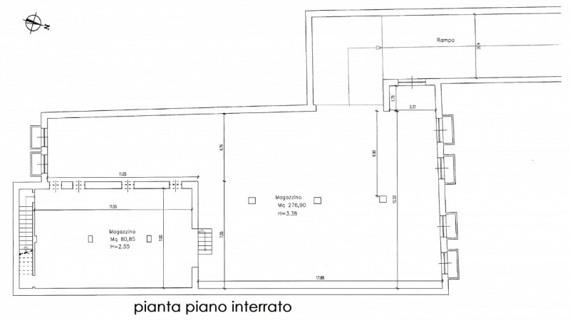 Magazzino interrato di ca 350 mq, composto da magazzino di 280 mq, con comoda rampa, che permette...