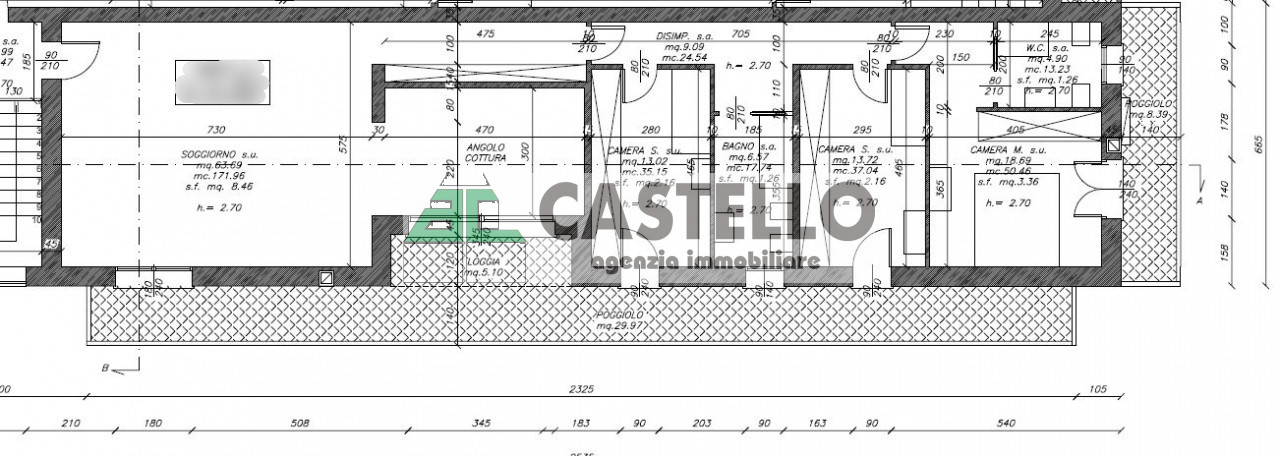 Selvazzano Dentro Caselle, ampio 3 camere con terrazzo e zona giorno di quasi 70mq.