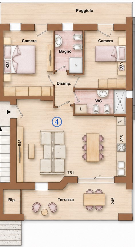 NUOVO APP. DUE CAMERE CON TERRAZZO ABITABILE